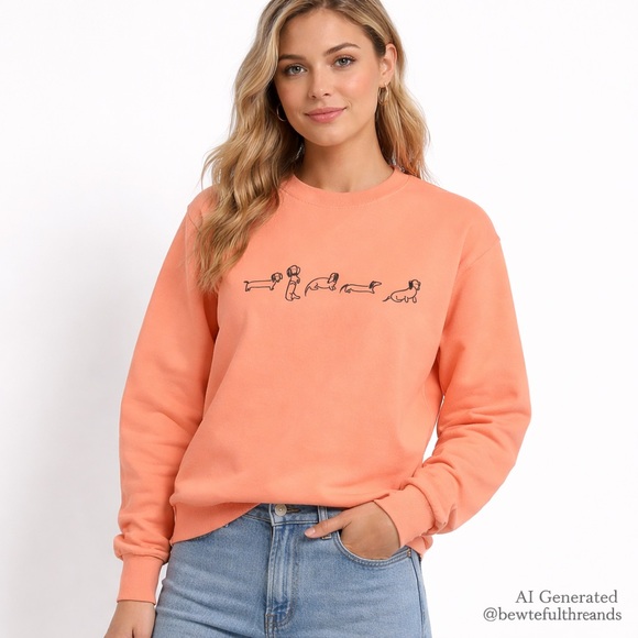 Tops - Peach Dachshund Graphic Crewneck Sweatshirt – Size M (Fits S–M)